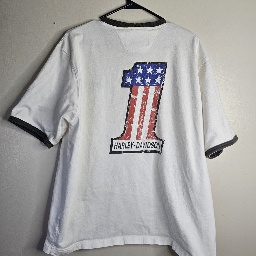 Harley-Davidson White and Black Men's Tee with Graphic